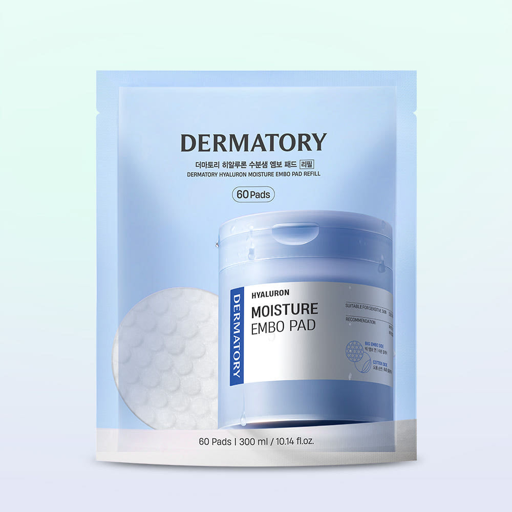 DERMATORY DERMATORY Hyalluron Moisture Embo Pad Refill 60 Pads - hydrating - front bottle shot