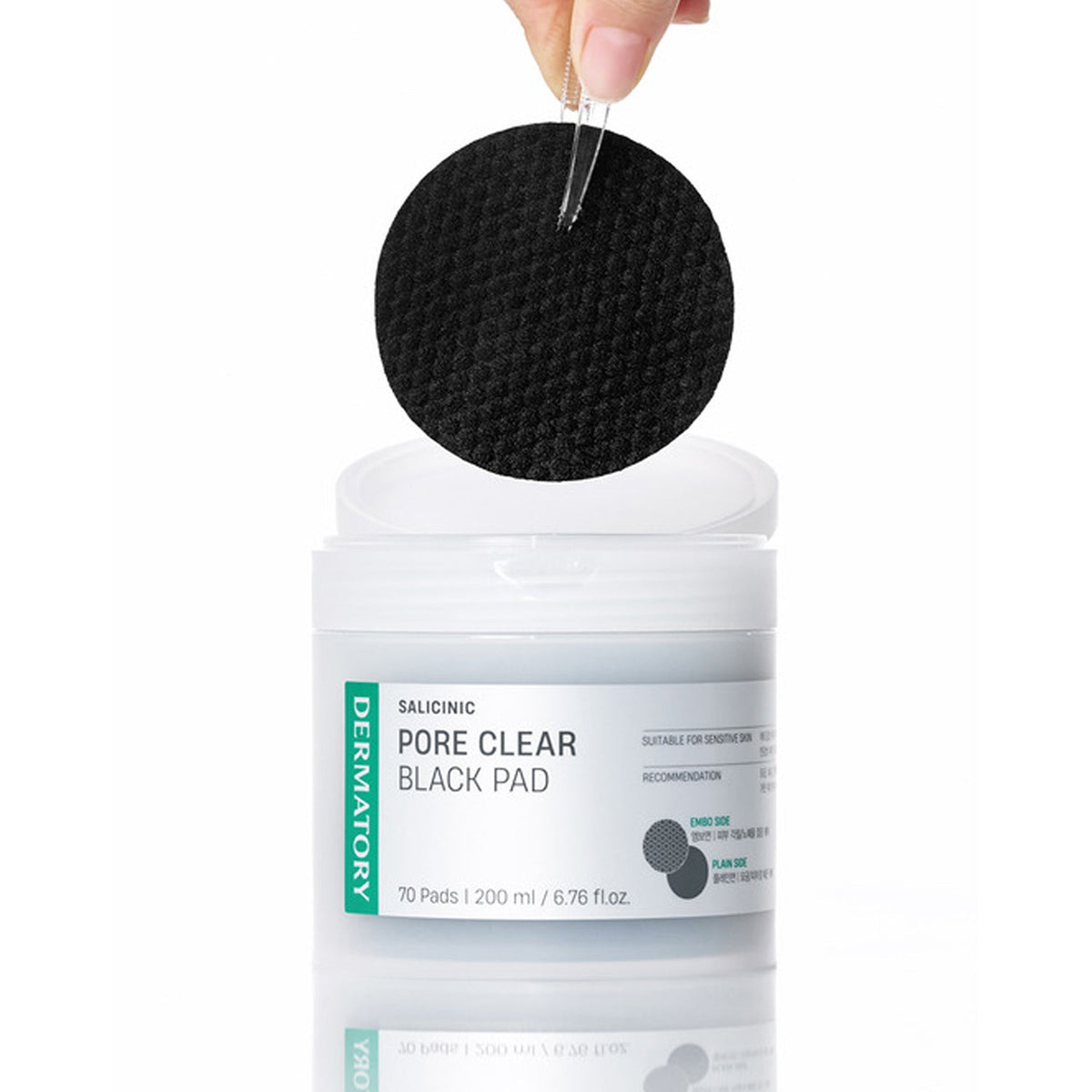 DERMATORY DERMATORY Salicinic Pore Clear Black Pad 70 Pads - pore care - front bottle shot