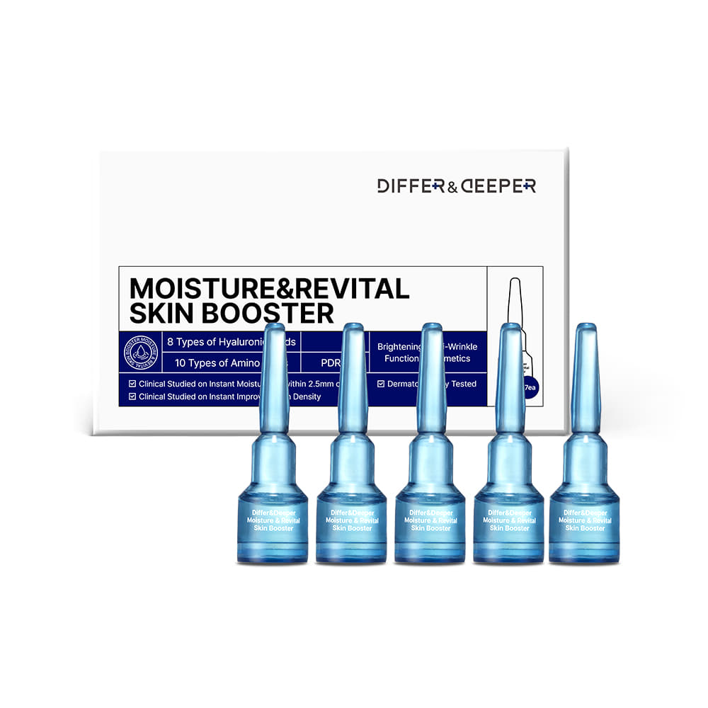 DIFFER&DEEPER DIFFER&DEEPER Moisture&Revital Skin Booster Sarter Pack 2ml x 5ea - hydrating - front bottle shot