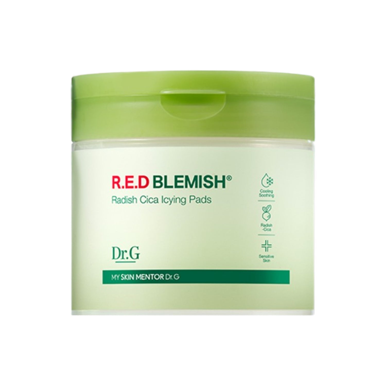 Dr.G DR.G R.E.D Blemish Radish Cica Icying Pads 60 sheets - hydrating - front bottle shot