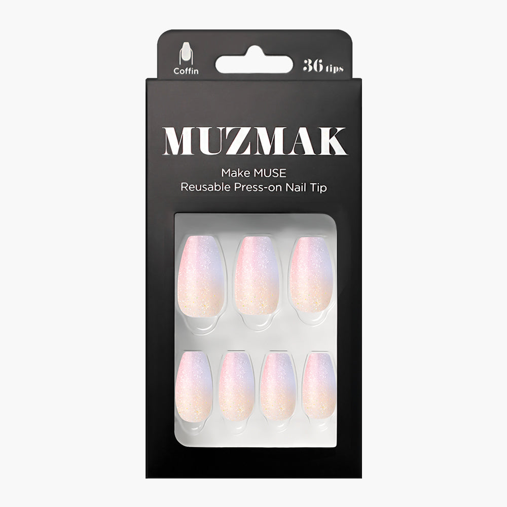 MUZMAK MUZMAK Nail Tips 36pcs #Daydream(Coffin) - anti-aging - front bottle shot