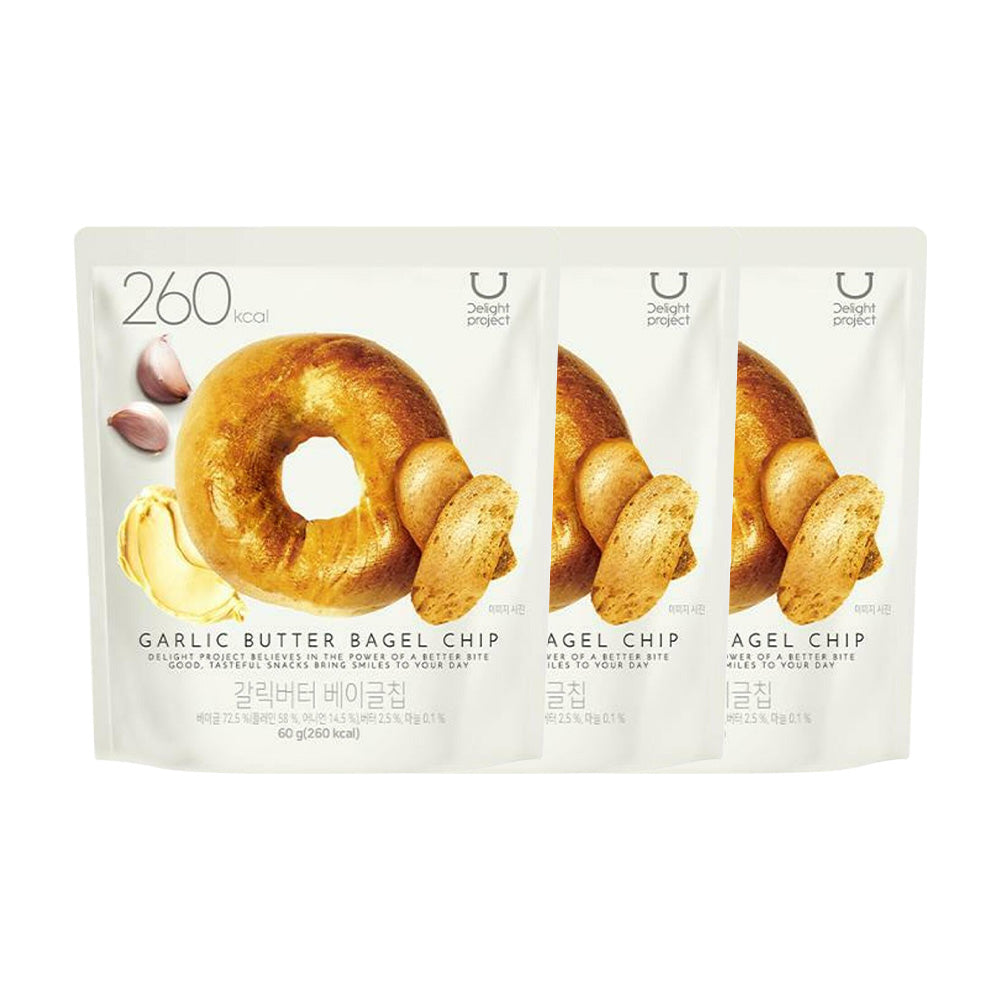 Delight project Delight Project Garlic Butter Bagel Chips 60g x 3 Packs - nourishing - front bottle shot
