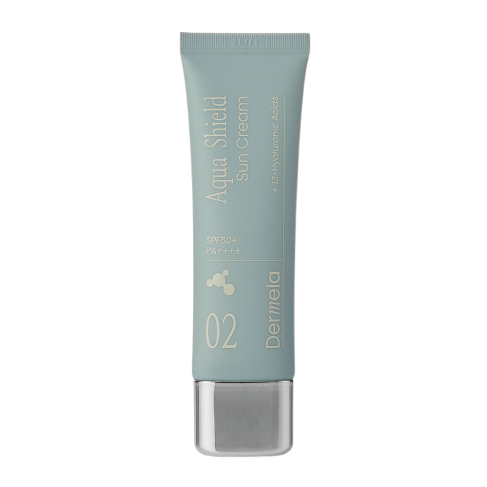 Dermela Dermela Aqua Shield Sun Cream SPF50+ PA++++ 50ml - hydrating - front bottle shot