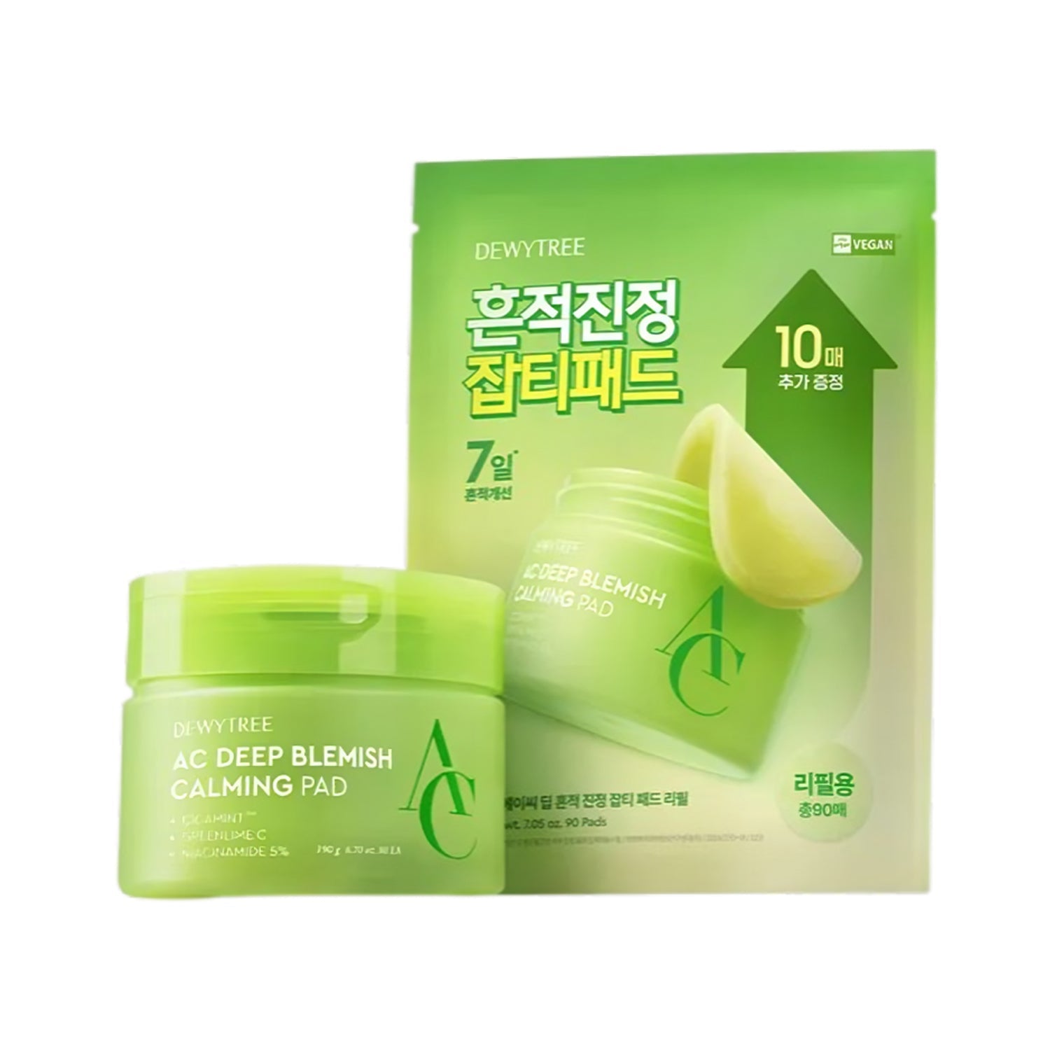 Dewytree Dewytree AC Deep Blemish Calming Pad 80 Sheets + 90 Sheets Refill - soothing - front bottle shot