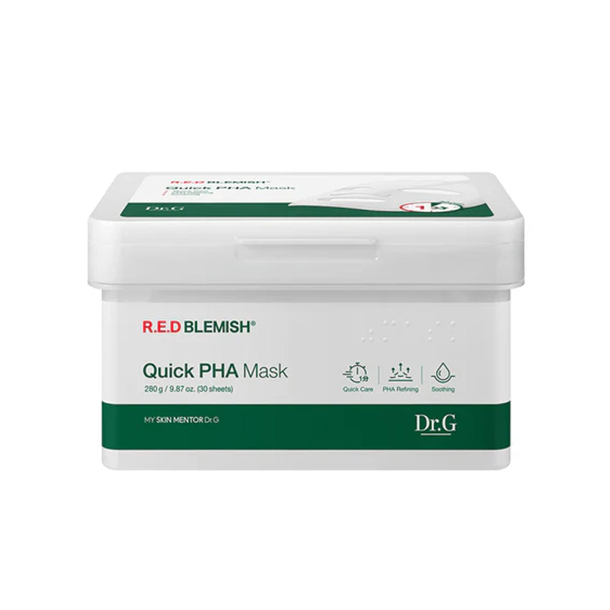 Dr.G Dr.G Red Blemish Quick PHA Mask 30 Sheets - hydrating - front bottle shot