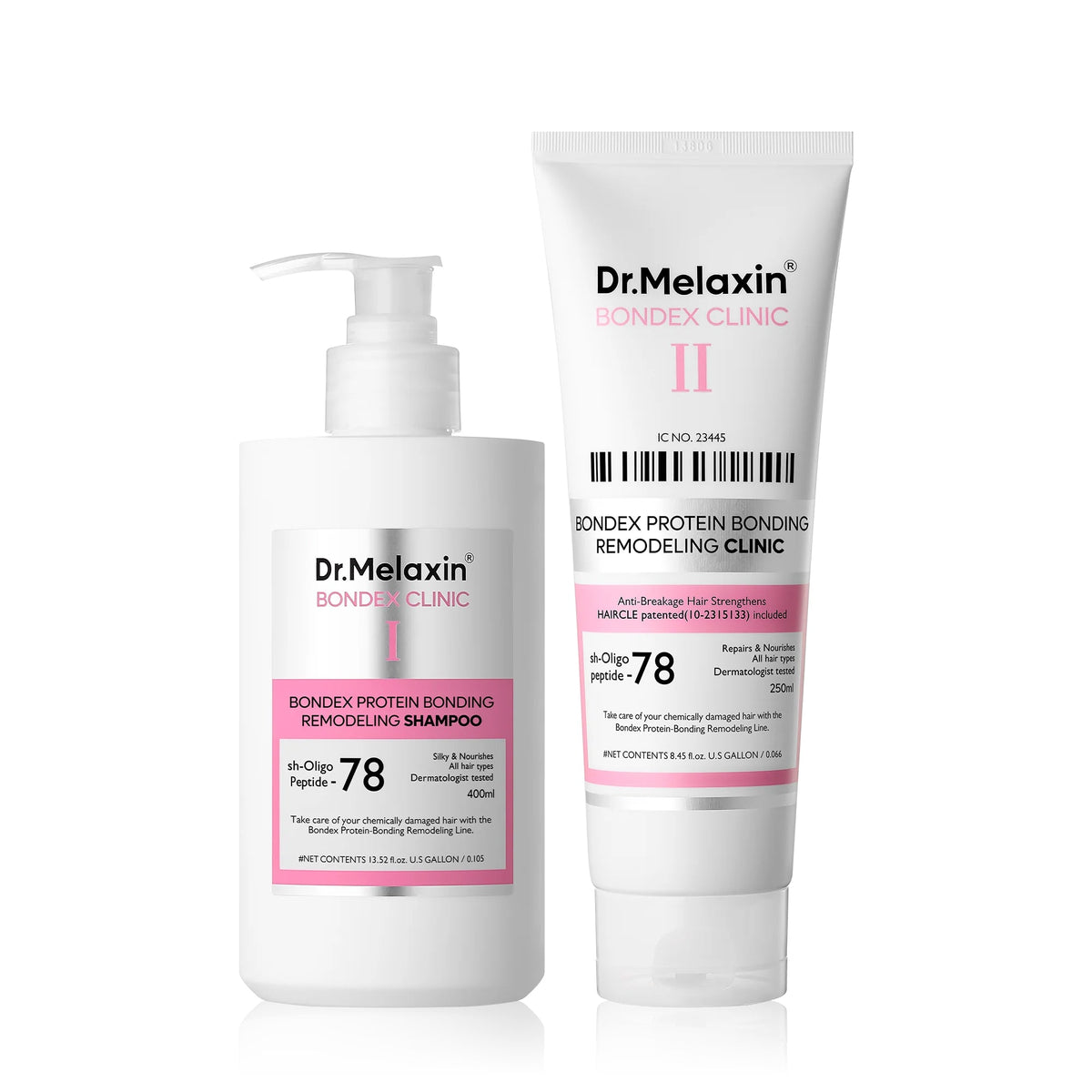 Dr.Melaxin Dr.Melaxin Bondex Hair Clinic Shampoo 400ml + Treatment 250ml - nourishing - front bottle shot