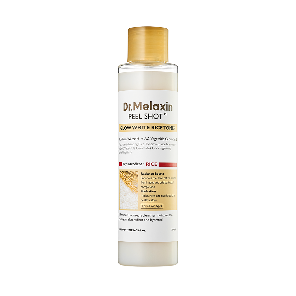 Dr.Melaxin Dr.Melaxin Peel Shot Glow Rice Toner 200ml - hydrating - front bottle shot
