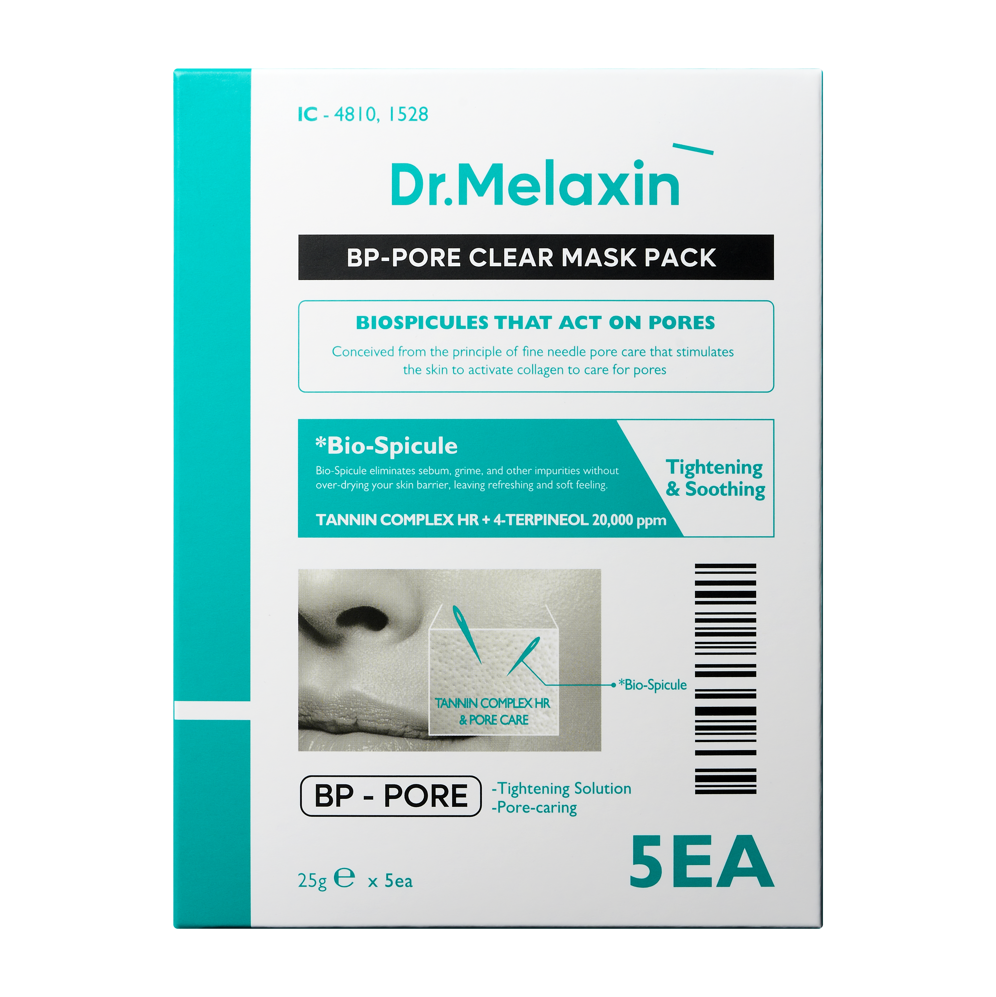 Dr.Melaxin Dr.Melaxin BP Pore Clear Facial 5 Masks Pack - brightening - front bottle shot