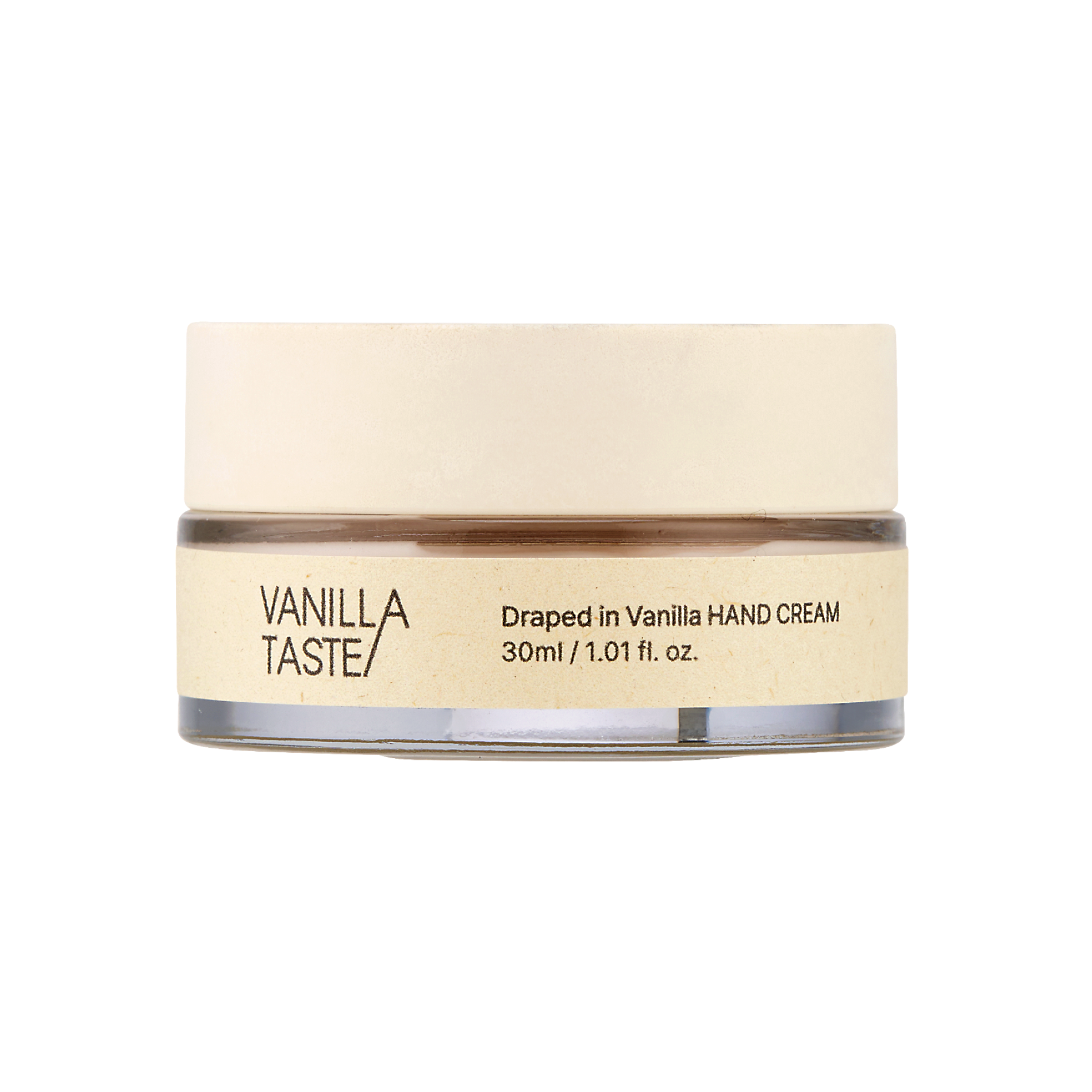 VANILLA TASTE VANILLA TASTE Draped In Vanilla Hand Cream 30ml - hydrating - front bottle shot