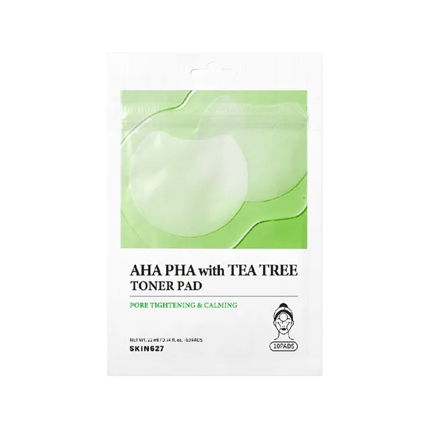 EUNYUL EUNYUL SKIN627 AHA PHA With Tea Tree Toner Pad 10pcs - hydrating - front bottle shot