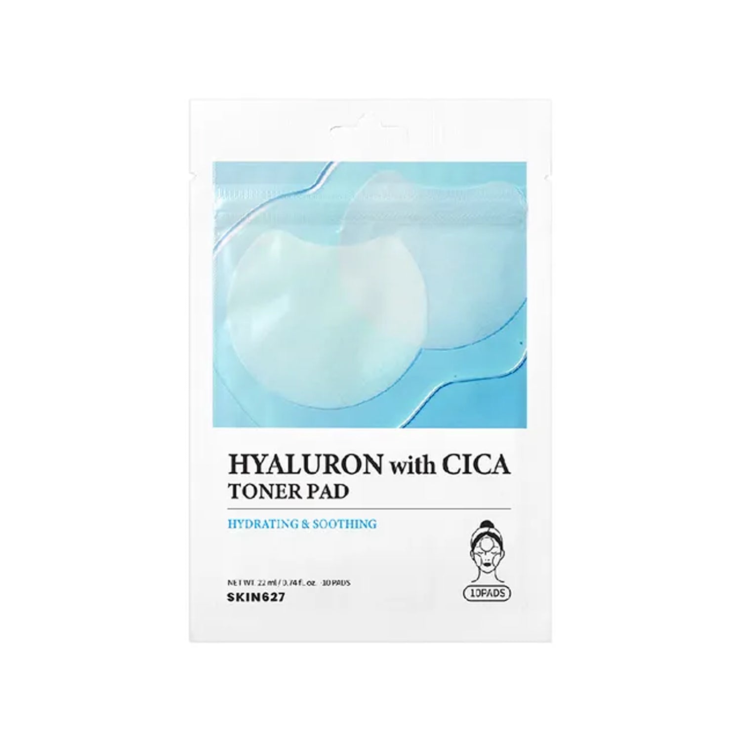 EUNYUL EUNYUL SKIN627 Hyaluron With Cica Toner Pad 10pcs - hydrating - front bottle shot