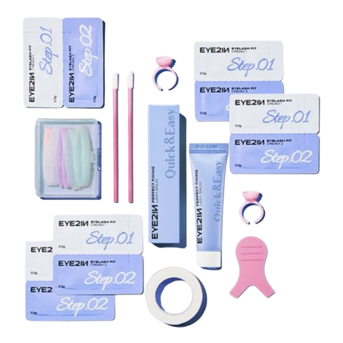 EYE2IN EYE2IN Eyelash Fit Self Perm Trial Kit – 5 Uses (Lash Balms Included) - daily care - front bottle shot