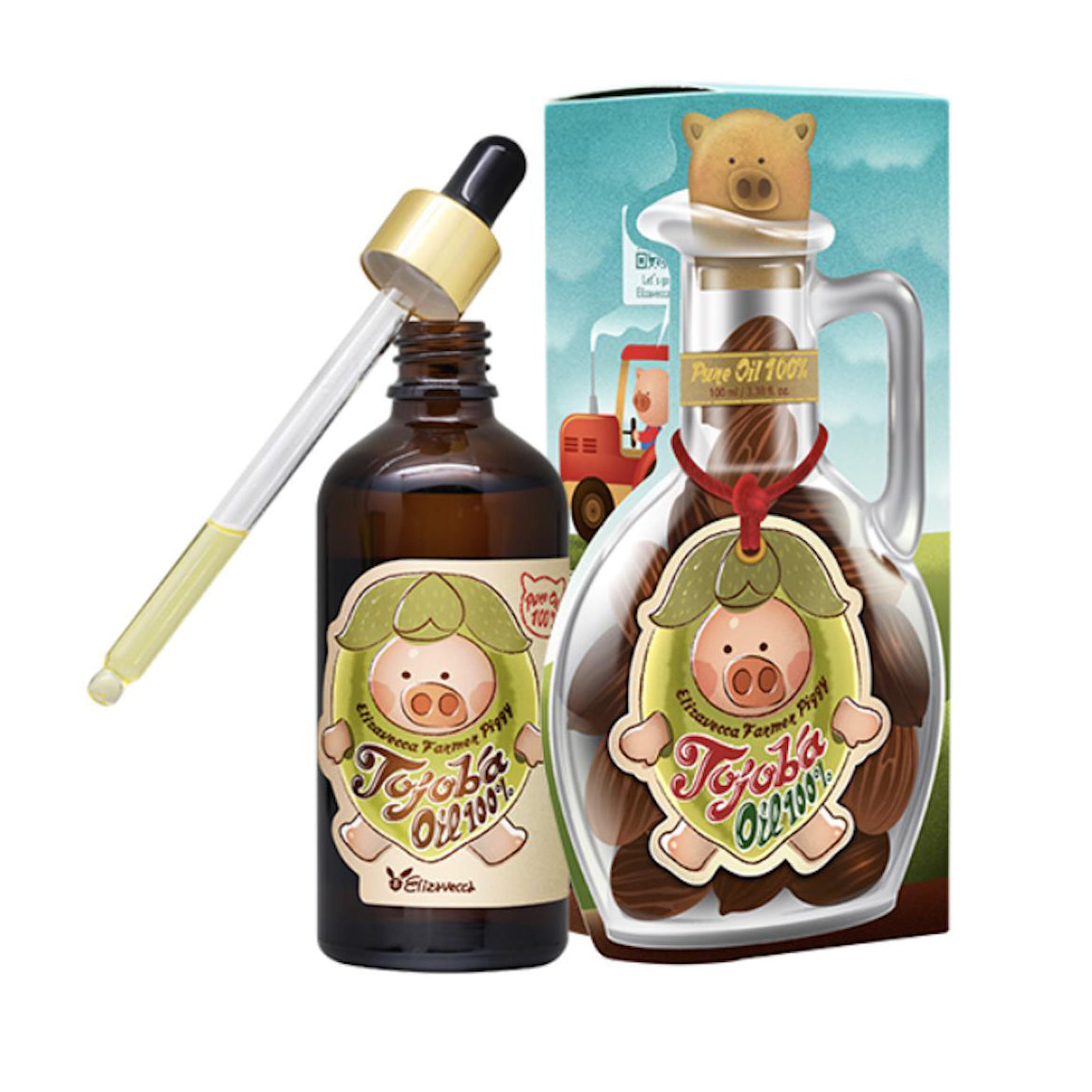 Elizavecca Elizavecca Farmer Piggy Jojoba Oil 100% 100ml - hydrating - front bottle shot