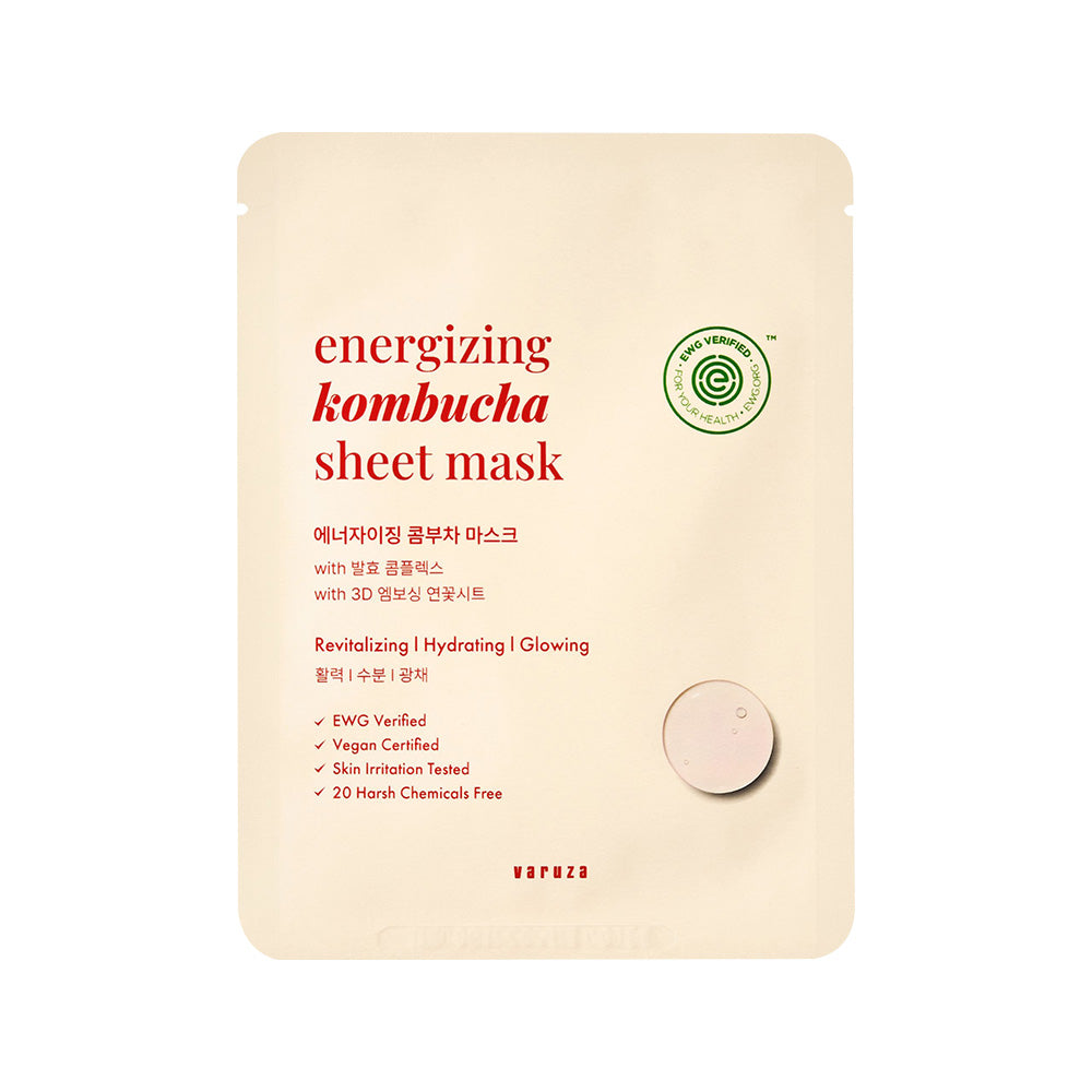 varuza varuza Energizing Kombucha Sheet Mask 1ea - hydrating - front bottle shot