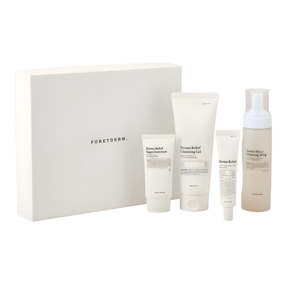 FORETDERM. FORETDERM. Derma Relief Low-Irritation Line 4-Piece Gift Set - hydrating - front bottle shot
