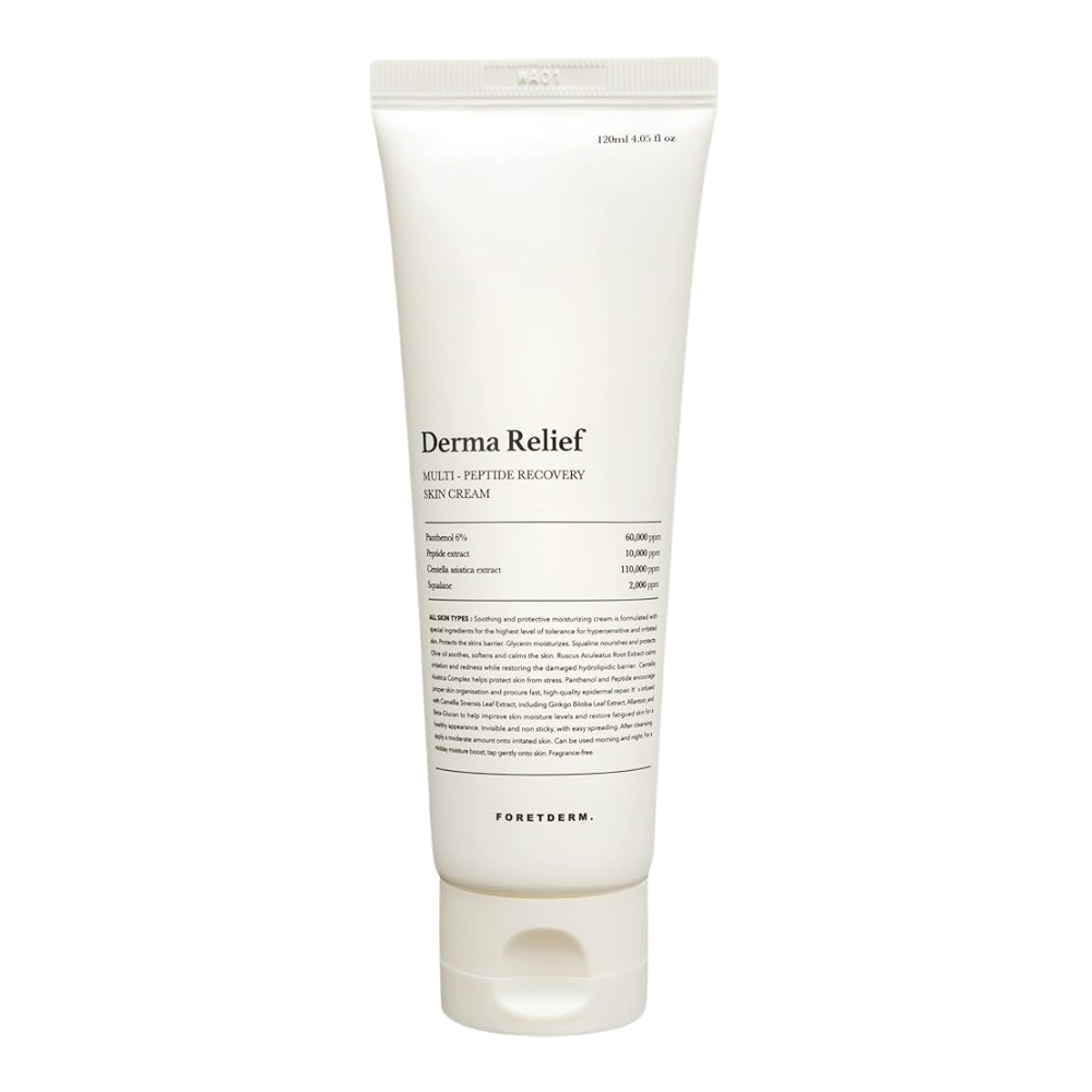 FORETDERM. FORETDERM. Peptide Derma Relief Cream 120ml - soothing - front bottle shot