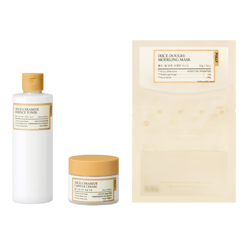 FULLY FULLY Rice Ceramide 3-Piece Set - hydrating - front bottle shot