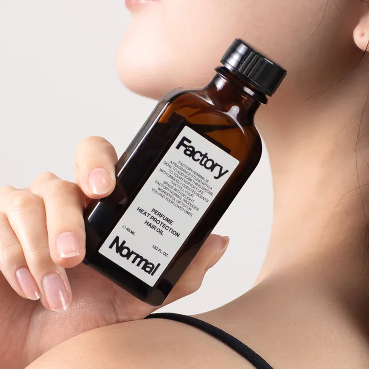 Factory Normal Factory Normal Wood Floral Scent Heat Guard Perfume Hair Oil 45ml - soothing - front bottle shot