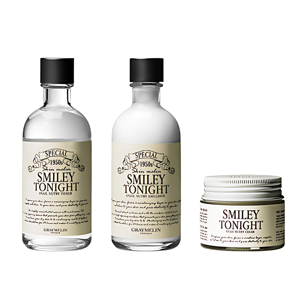 GRAYMELIN GRAYMELIN Smiley Tonight Snail Nutrition & Moisture 3-Step Skincare Set - hydrating - front bottle shot