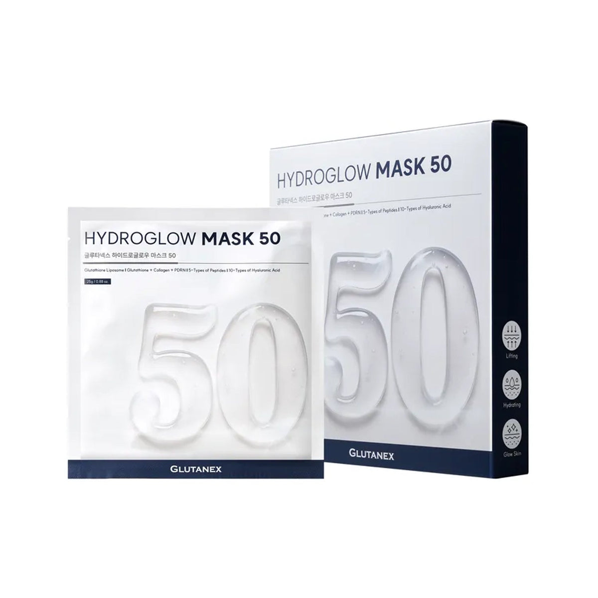 Glutanex Glutanex Hydroglow Mask 50 5 Sheets - hydrating - front bottle shot