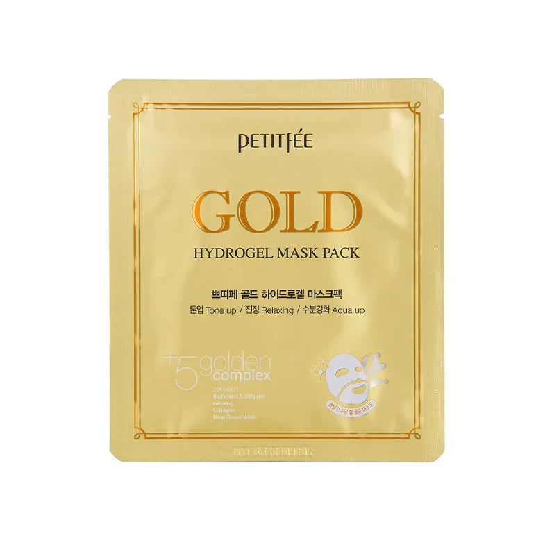 Petitfee Petitfee Gold Hydrogel Mask Pack 5ea/box - nourishing - front bottle shot