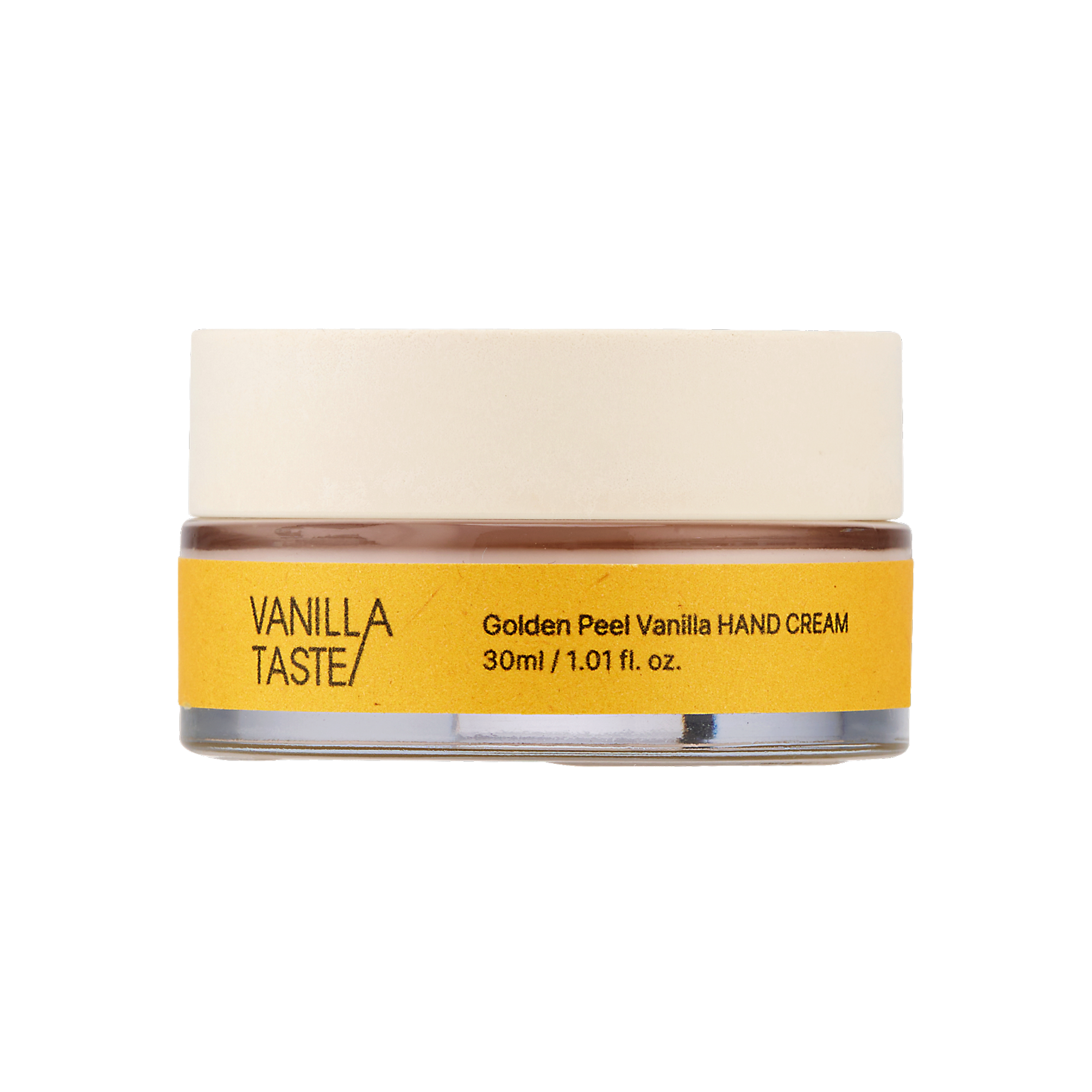 VANILLA TASTE VANILLA TASTE Golden Peel Vanilla Hand Cream 30ml - hydrating - front bottle shot