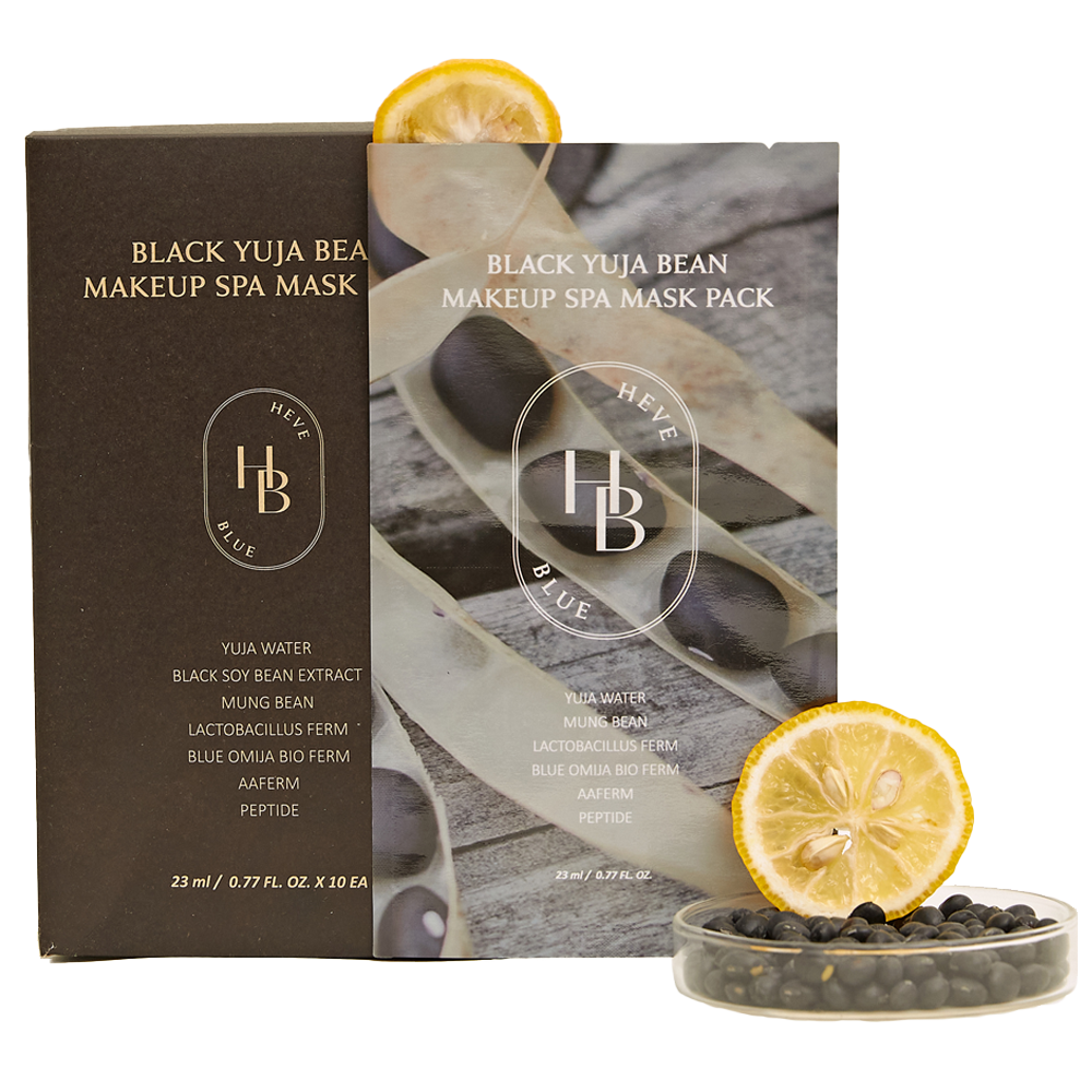 HEVEBLUE HEVE BLUE Black Yuja Bean Makeup Spa Mask Pack 23ml*10ea - hydrating - front bottle shot