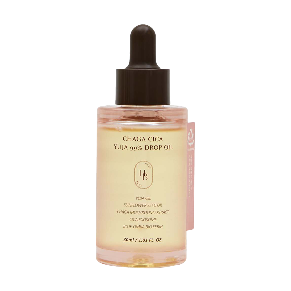 HEVEBLUE HEVE BLUE Chaga CiCa Yuja 99% Drop Oil 30ml - hydrating - front bottle shot