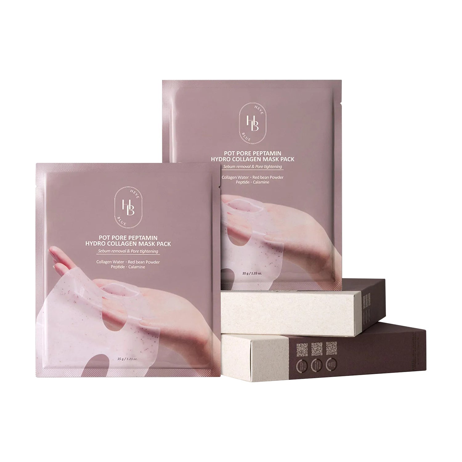 HEVEBLUE HEVEBLUE Pot Pore Peptamin Hydro Collagen Mask Pack 35g 4ea - hydrating - front bottle shot