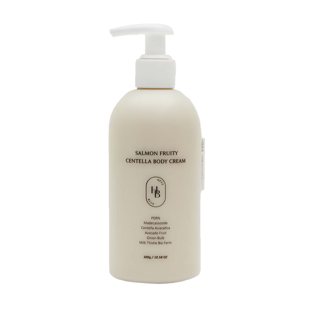 HEVEBLUE HEVE BLUE Salmon Fruity Centella Body Cream 300g - hydrating - front bottle shot
