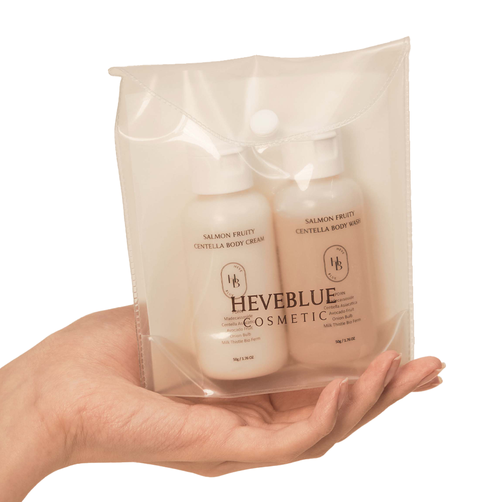 HEVEBLUE HEVE BLUE Salmon Fruity Centella Body Travel Kit 50g - hydrating - front bottle shot