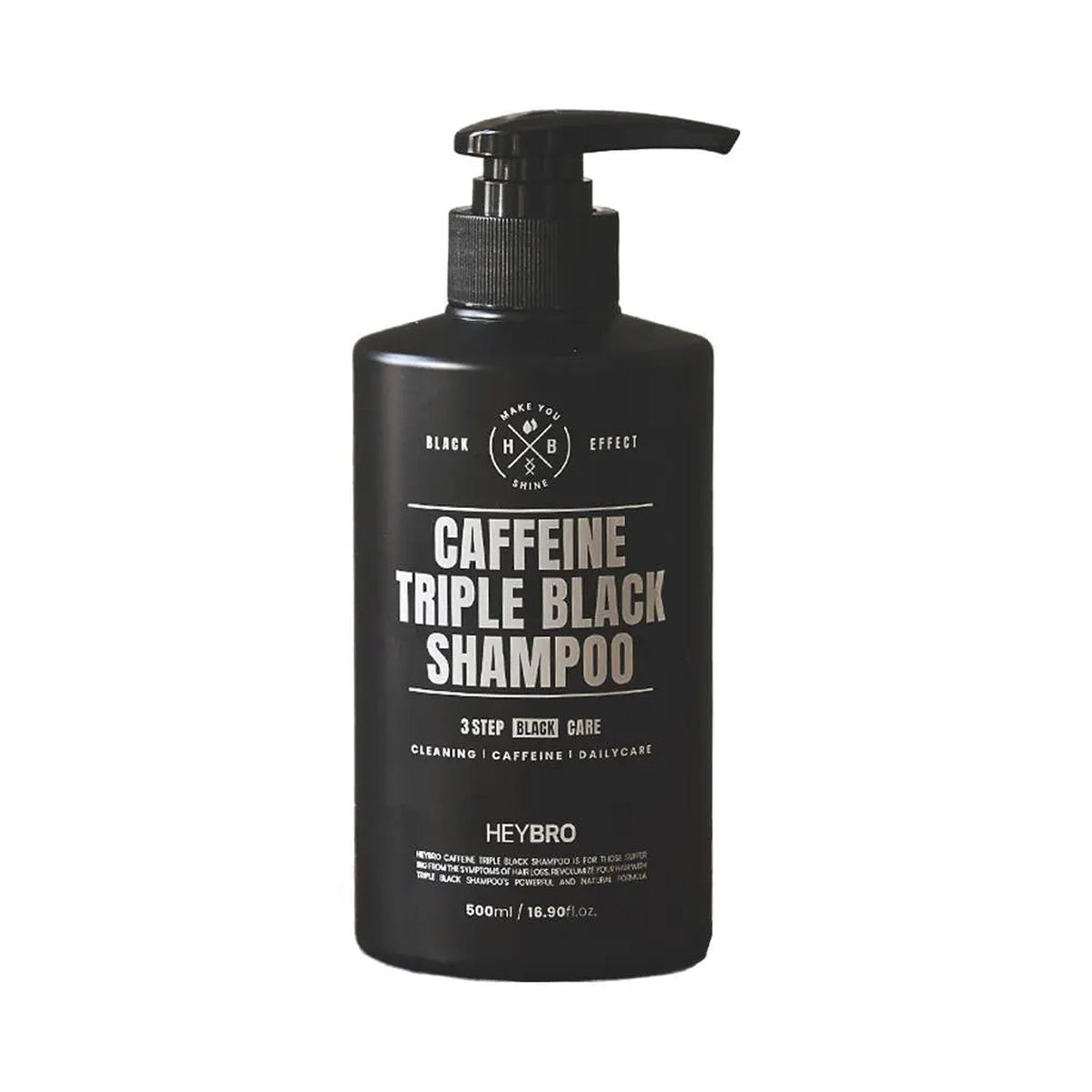 HEYBRO HEYBRO Caffeine Triple Black Shampoo 500ml - pore care - front bottle shot