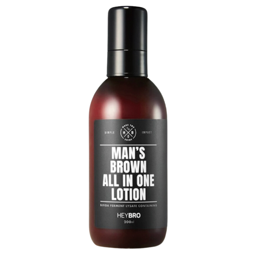 HEYBRO HEYBRO Man's Brown All In One Lotion 200ml - hydrating - front bottle shot