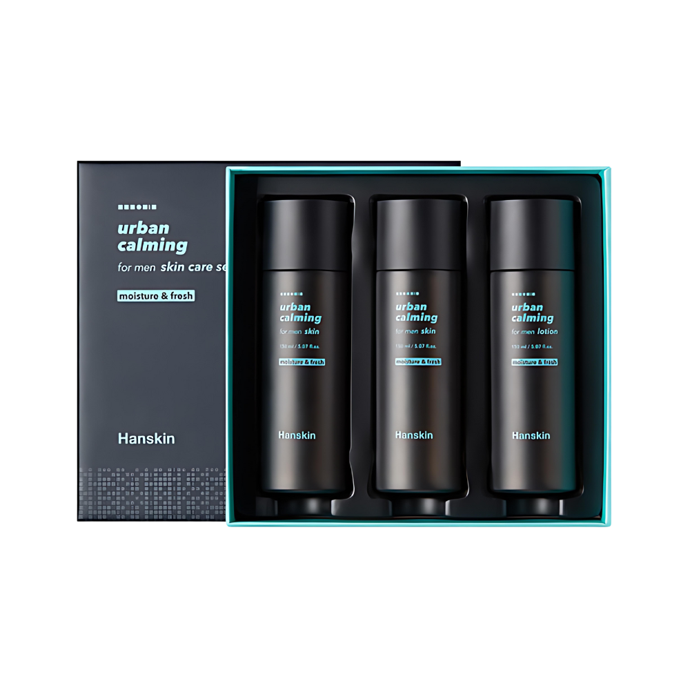Hanskin Hanskin Urban Calming For Men Skincare Set - hydrating - front bottle shot