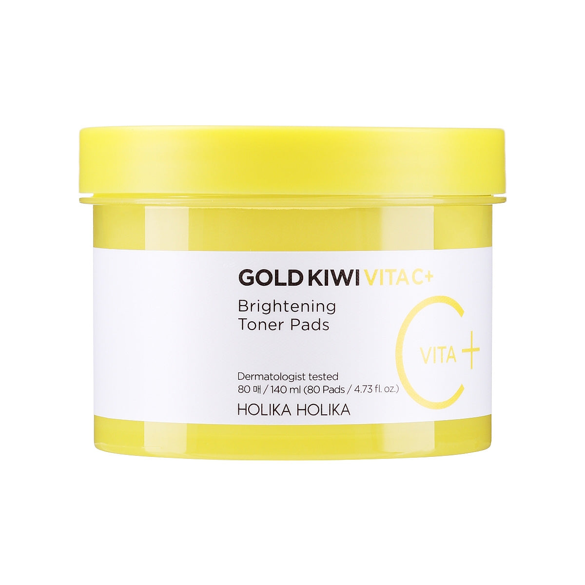 Holika Holika Holika Holika Gold Kiwi Vita C Plus Brightening Toner Pad 140ml 80pads - hydrating - front bottle shot