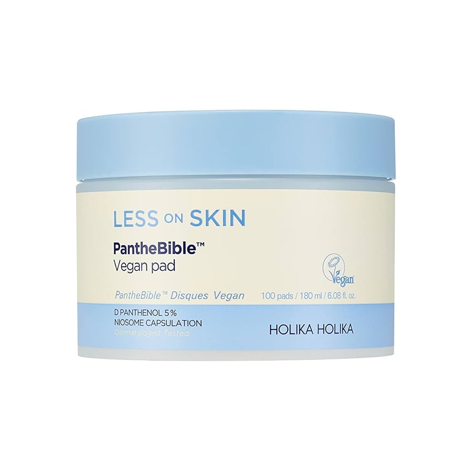 Holika Holika Holika Holika Less On Skin PantheBible Vegan Pad (100 sheets) - hydrating - front bottle shot