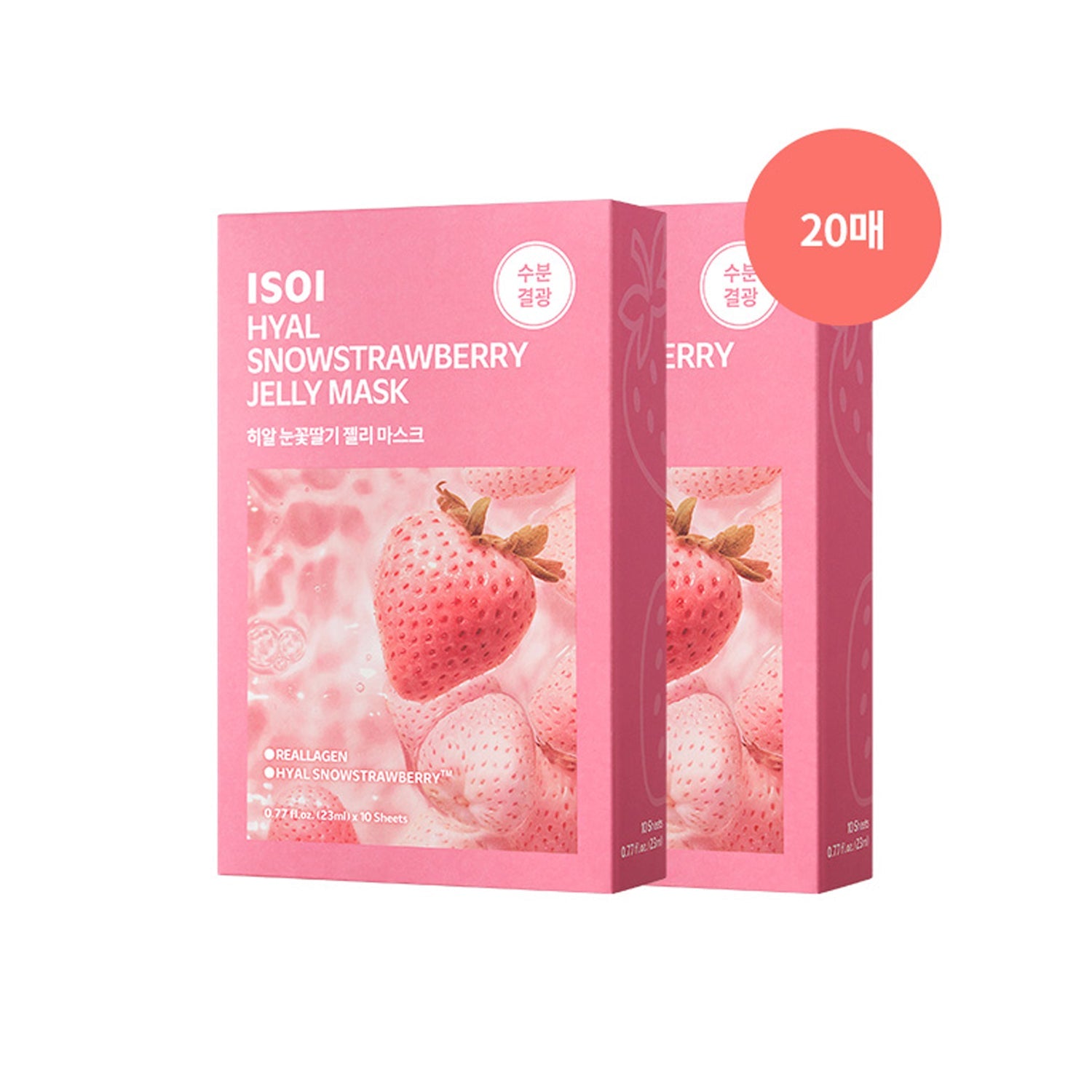 ISOI ISOI Hyal Snow Strawberry Jelly Mask Double Set (10 Sheets x 2 Packs) - hydrating - front bottle shot