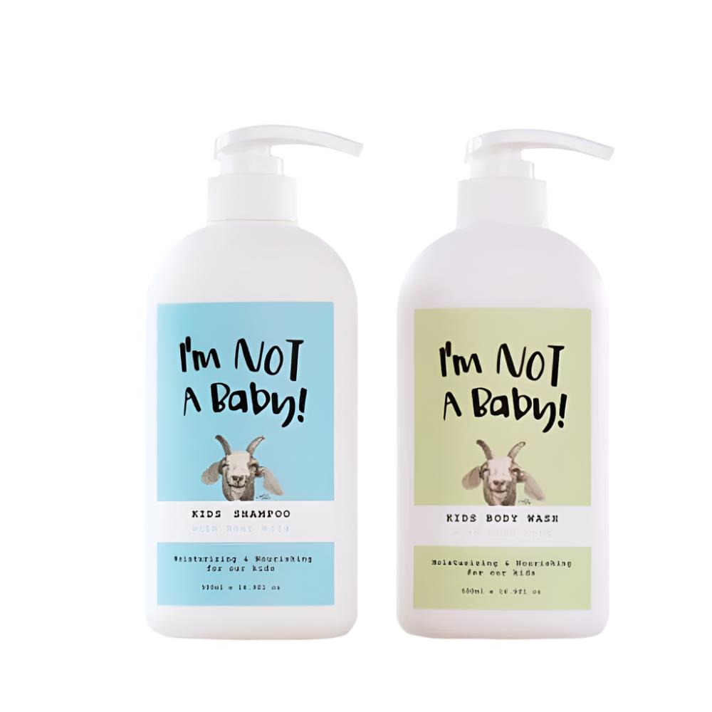 I'm Not A Baby! I'm Not A Baby! Kids Goat Milk Bath Set (Shampoo + Body Wash) - soothing - front bottle shot