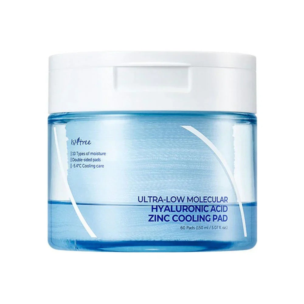 Isntree Isntree Ultra-low Molecular Hyaluronic Acid Zinc Cooling Pad 150ml 60ea - hydrating - front bottle shot