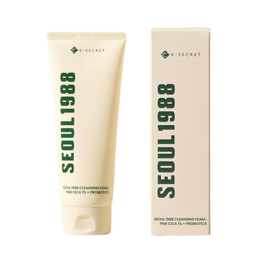 K-SECRET K-SECRET SEOUL 1988 Cleansing Foam : Pine Cica 1% + Probiotics 150ml - hydrating - front bottle shot