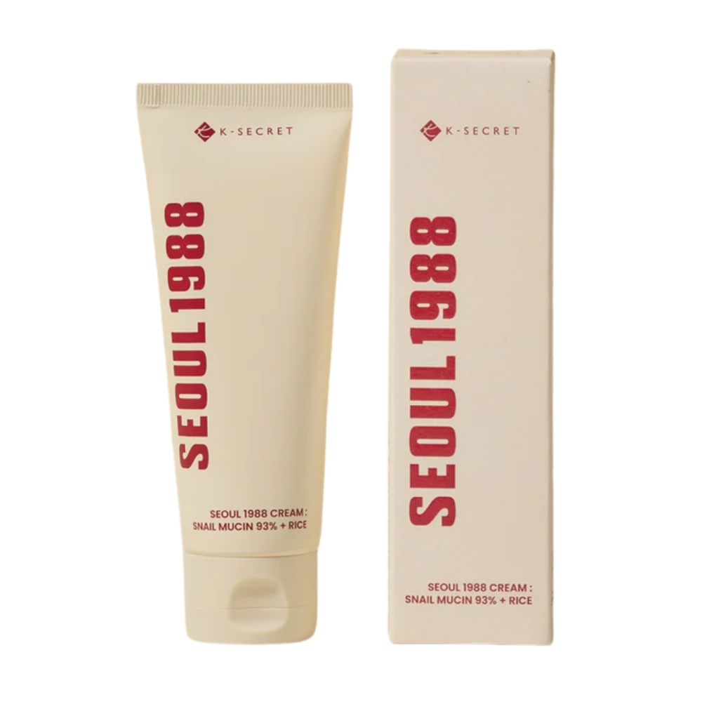K-SECRET K-SECRET SEOUL 1988 Cream : Snail Mucin 93% + Rice 100ml - hydrating - front bottle shot