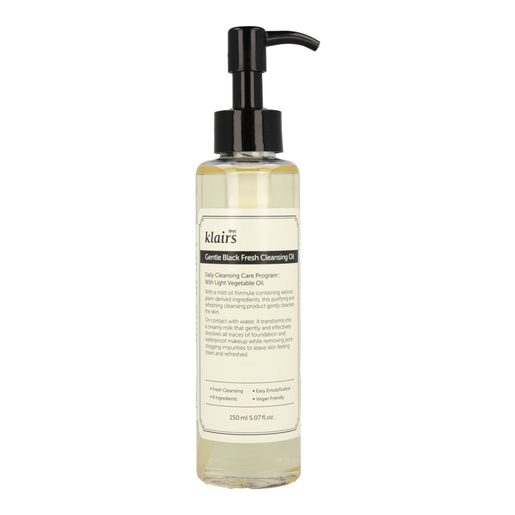 dear, klairs dear, klairs Gentle Black Fresh Cleansing Oil 150ml - cleansing - front bottle shot