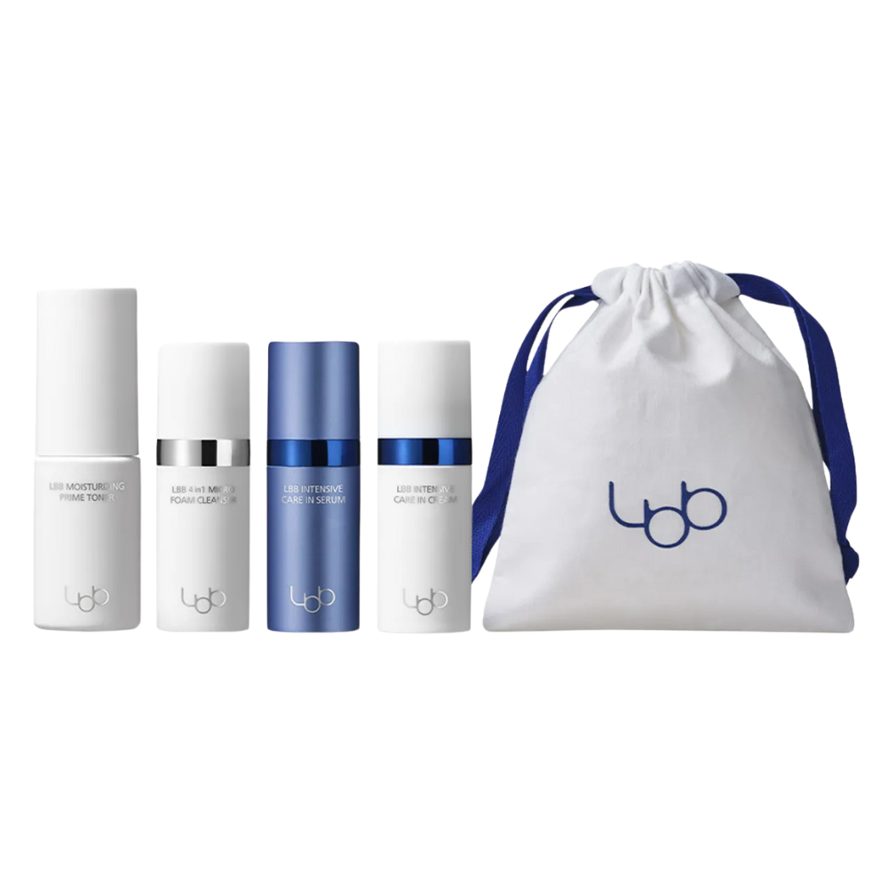 LBB LBB Travel Kit (Cleanser 10ml+Toner 20ml+Serum 10ml+Cream 10ml) - hydrating - front bottle shot