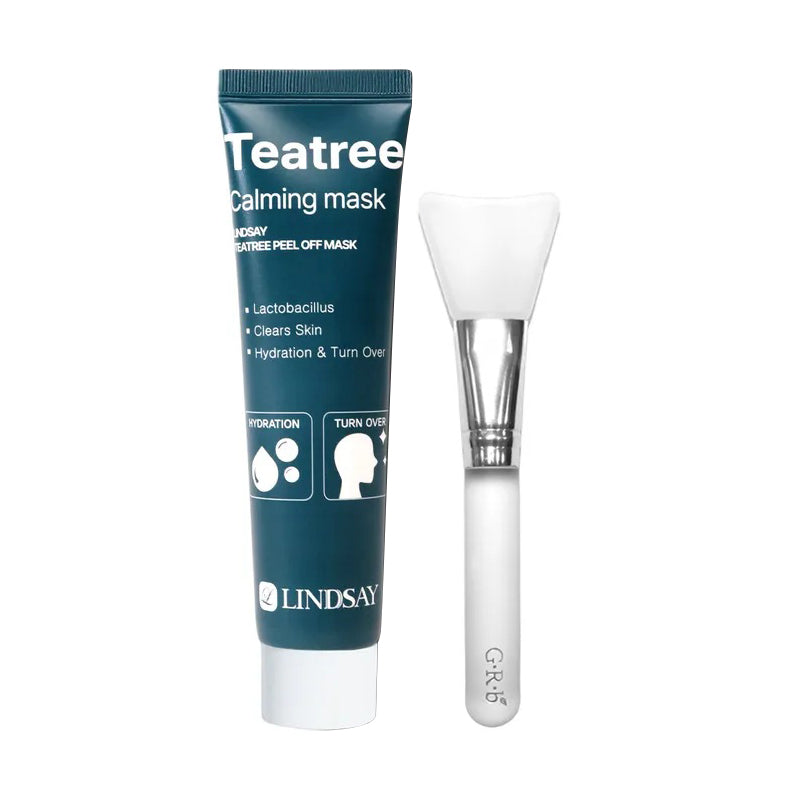 LINDSAY LINDSAY Tea Tree Calming Peel-Off Mask Pack 70ml + Pack Brush - hydrating - front bottle shot
