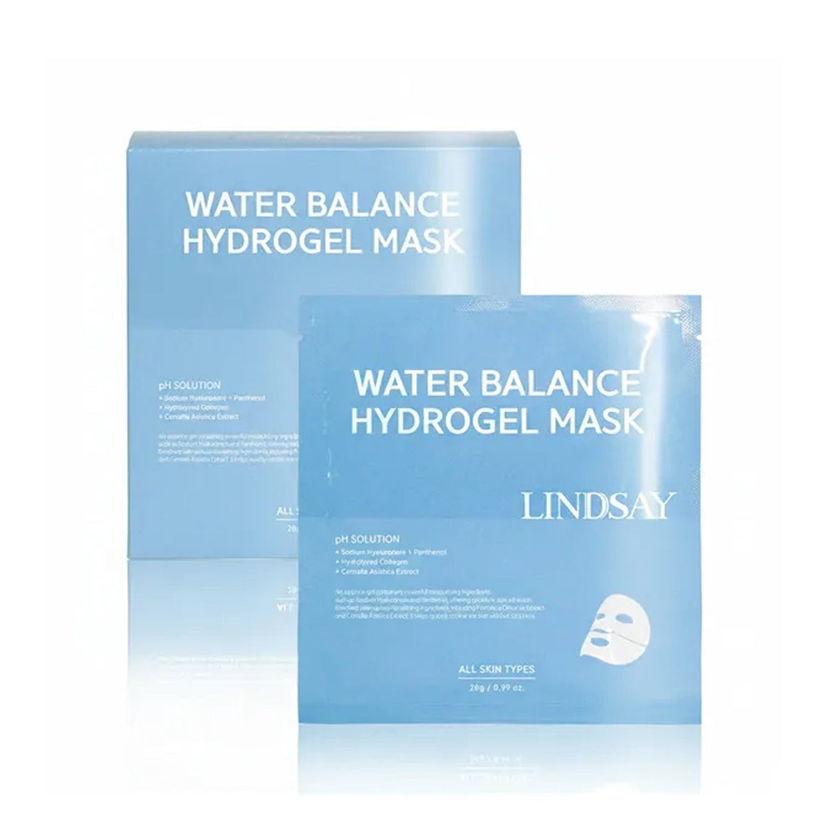 LINDSAY LINDSAY Water Balance Hydrogel Mask 10 Sheets - hydrating - front bottle shot