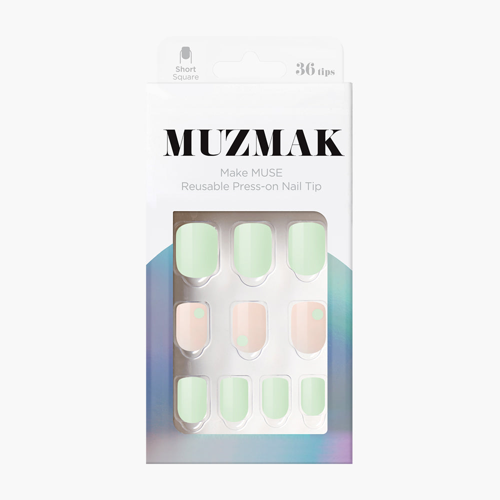 MUZMAK MUZMAK Nail Tips 36pcs #Leaf(Short Square) - anti-aging - front bottle shot