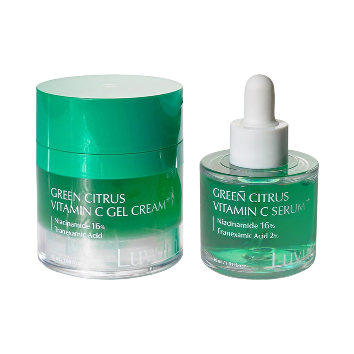 Luvum Luvum Green Citrus Vitamin C Gel Cream Plus 50ml + Serum Plus 30ml - hydrating - front bottle shot