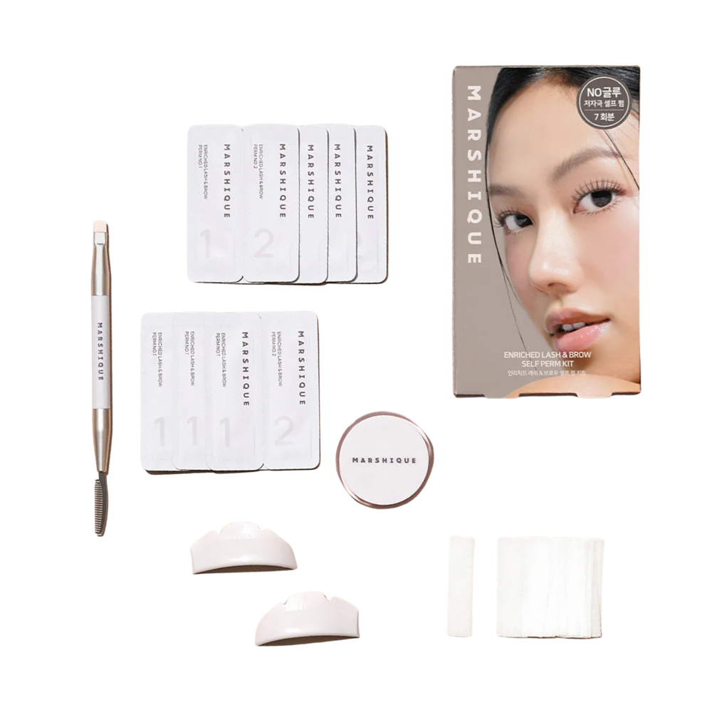 MARSHIQUE MARSHIQUE Enriched Lash & Brow Self Perm Kit (7 Uses) - soothing - front bottle shot