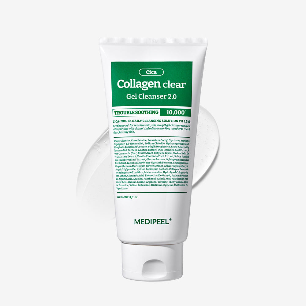 MEDI-PEEL MEDI-PEEL Green Cica Collagen Clear Gel Cleanser 2.0 300ml - soothing - front bottle shot