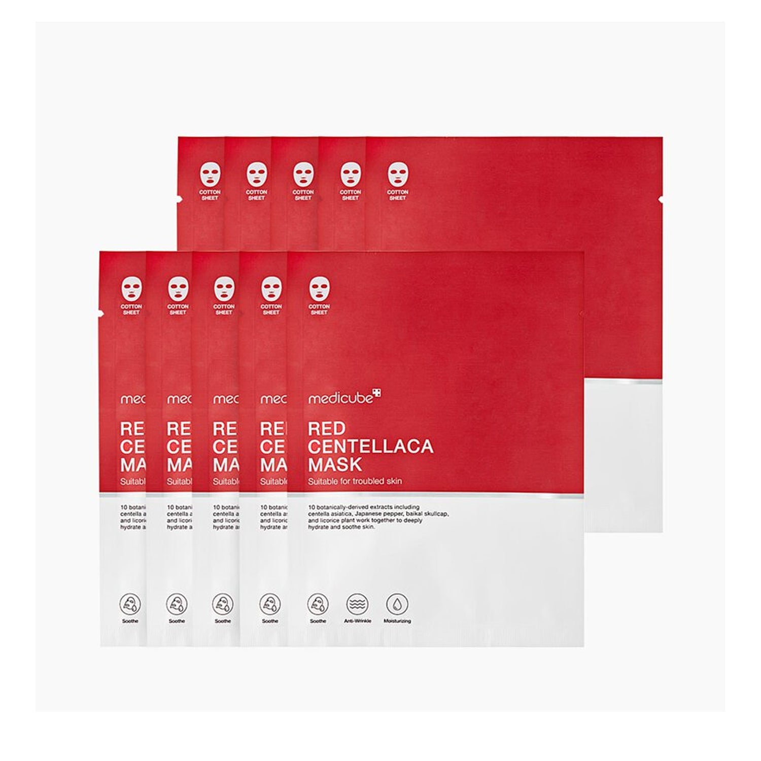 MEDICUBE MEDICUBE Red Centella Mask 10 Sheets - soothing - front bottle shot